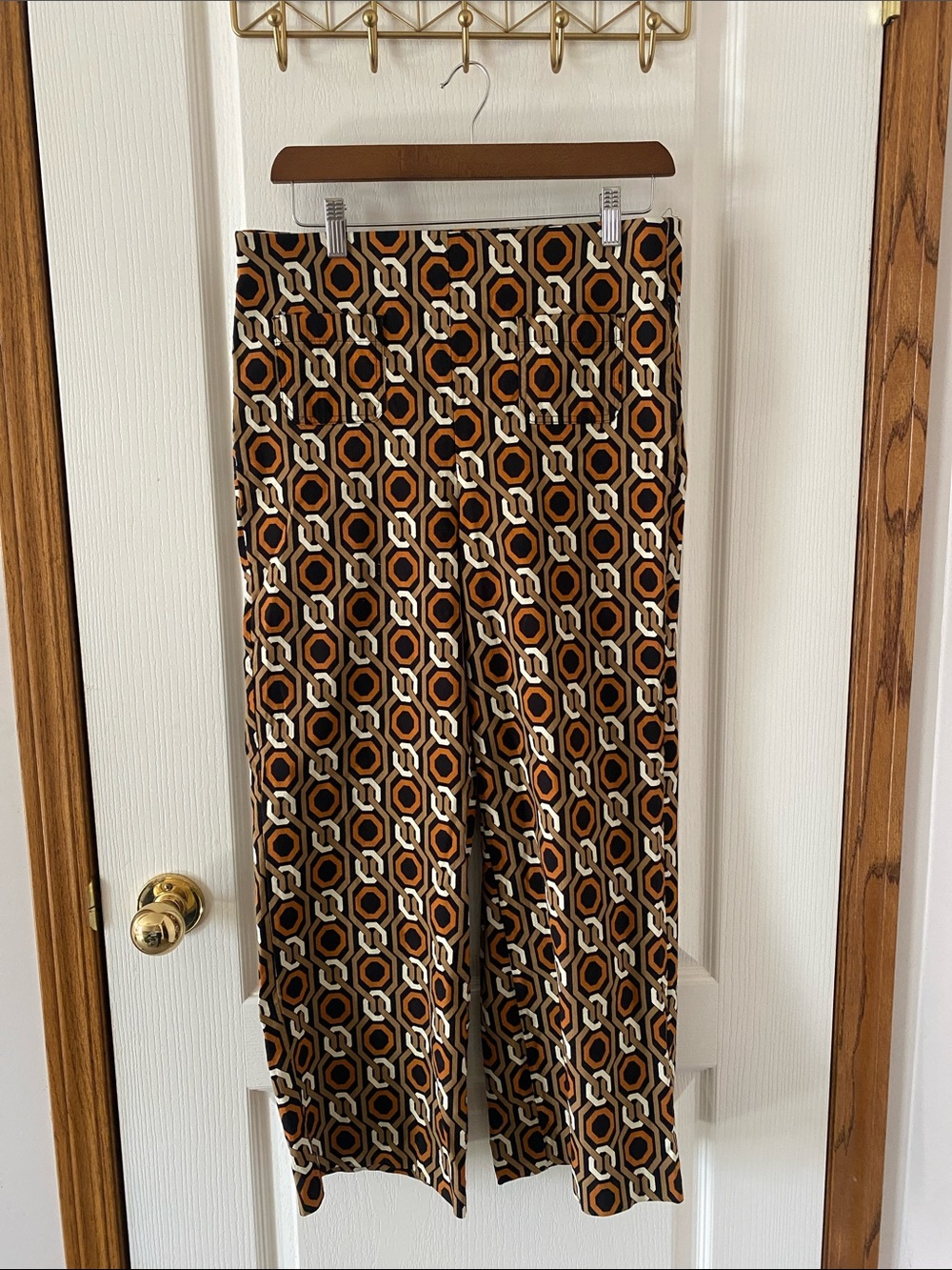 Jules & Leopold Geometric Octagon Print Pants - Black, Brown, Cream, Orange